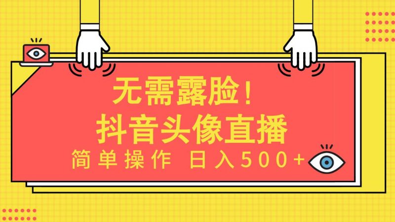无需露脸！Ai头像直播项目，简单操作日入500+！网赚项目-副业赚钱-互联网创业-资源整合小白项目资源网