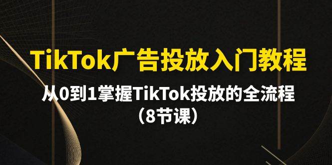 TikTok广告投放入门教程,从0到1掌握TikTok投放的全流程(8节课)网赚项目-副业赚钱-互联网创业-资源整合小白项目资源网